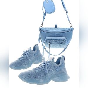 Steve Madden Bmaxima Multi Crystals Cross Body Sling Bag + Shoes Bundle 9 (Blue)